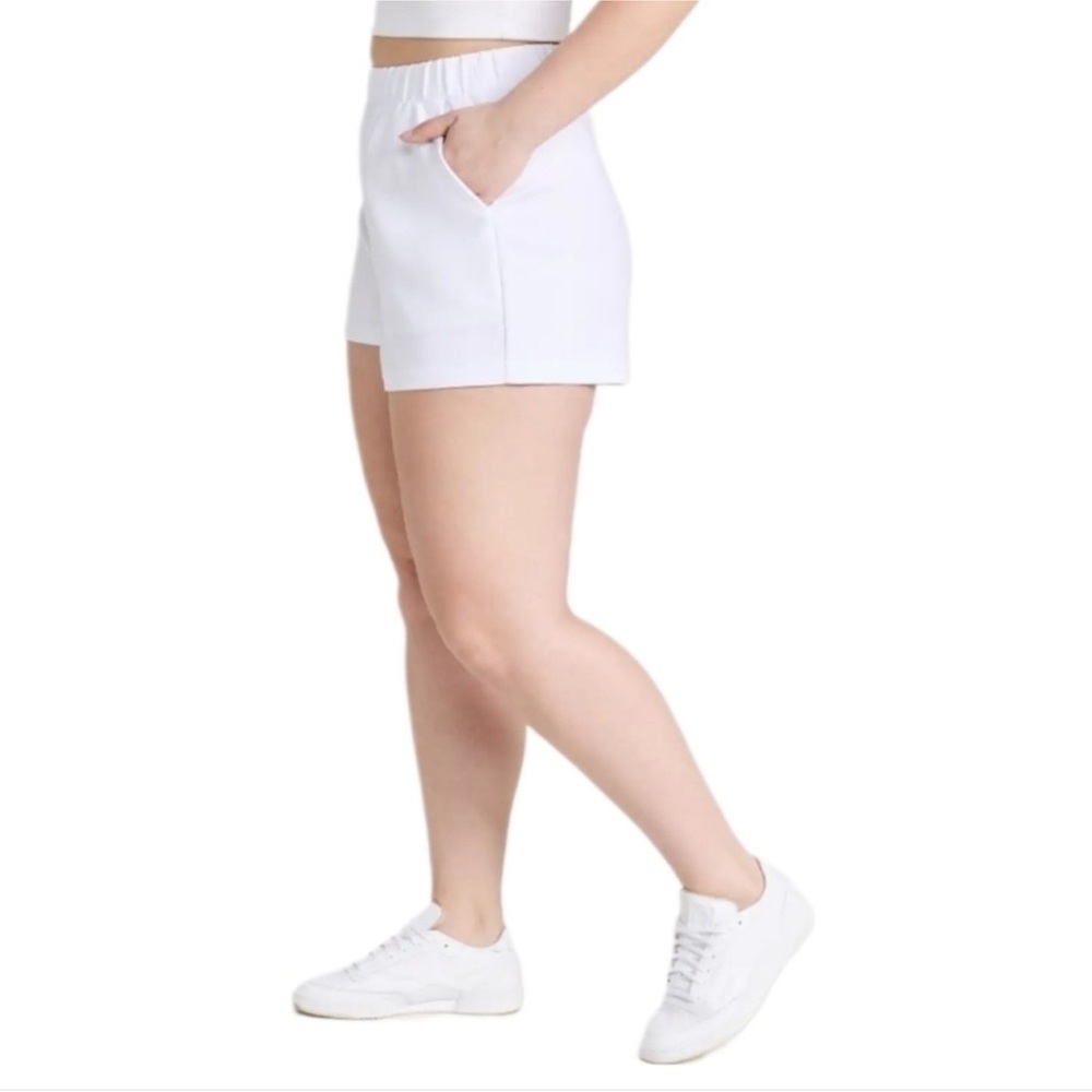 Good American White High Rise Relaxed Fit Weekend Poplin Shorts Pockets Sz 5=2x - Picture 4 of 11